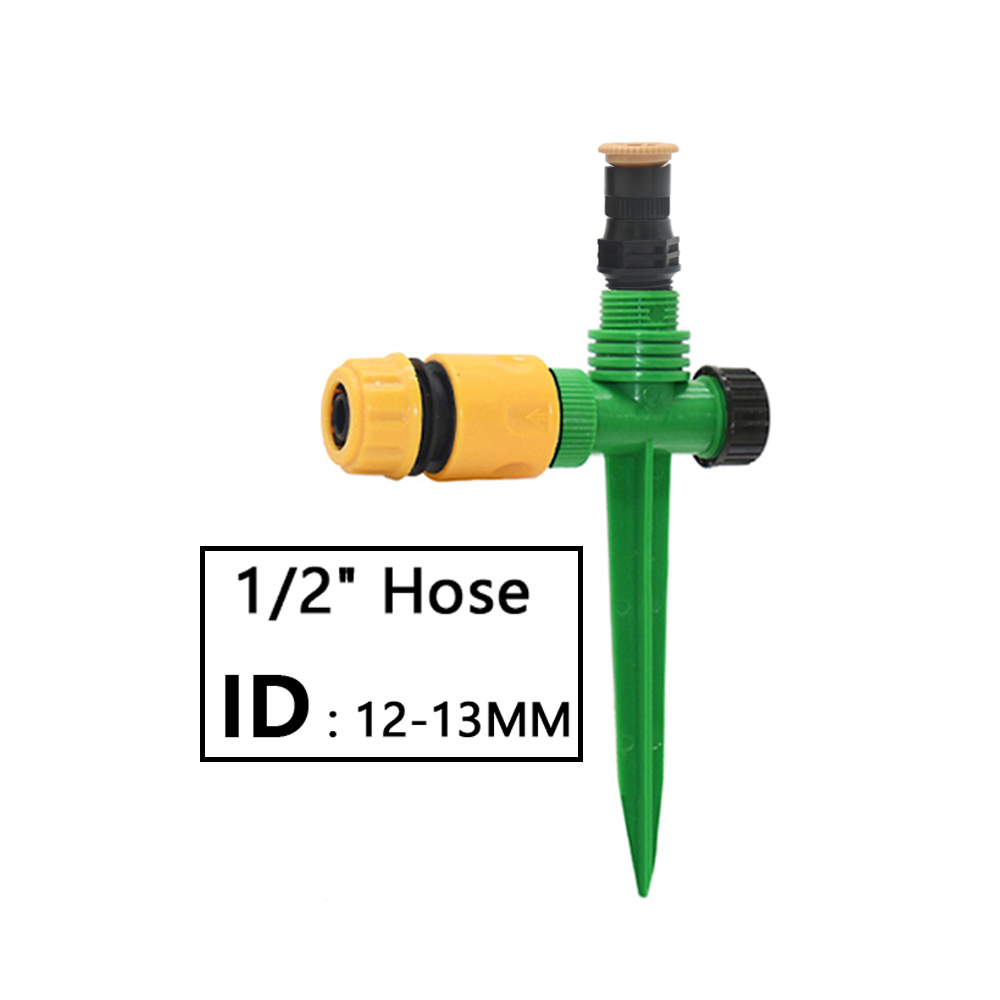 Gartenbewässerungssprinkler mit Kunststoff-Spitze-Unterstützung, 1/2 Zoll Gewinde, 0–360 Grad verstellbare Düse, landwirtschaftliche Gartenbewässerung