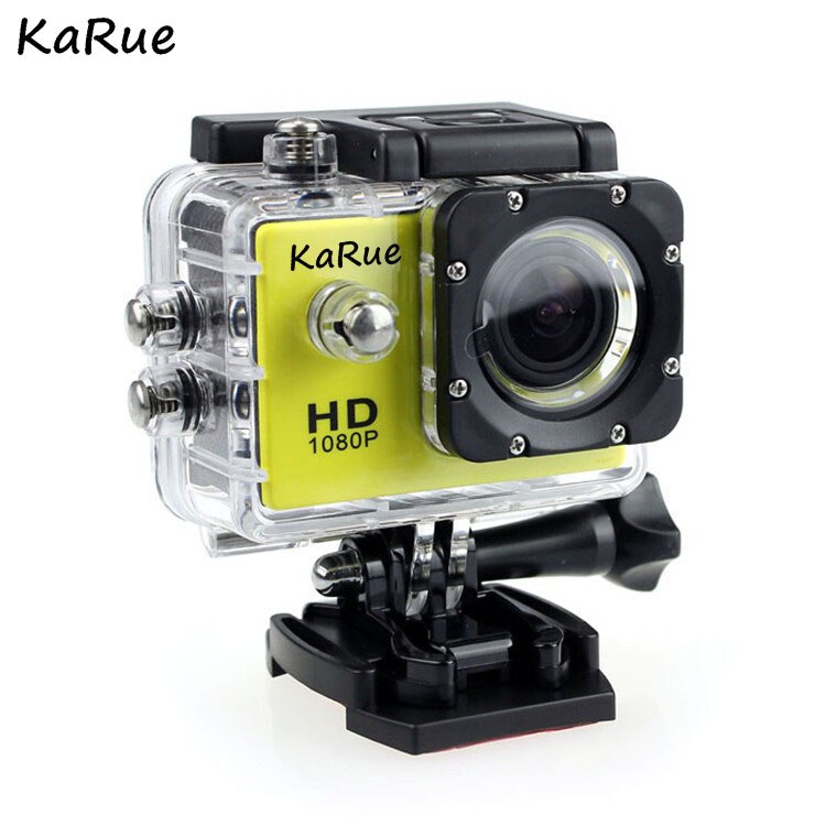 KaRue Action camera 2.0" 90D underwater waterproof Helmet Cam Camera Sport Cam 720P 12MP Resolution 30M Waterproof: Yellow / 1 battery 1 charger