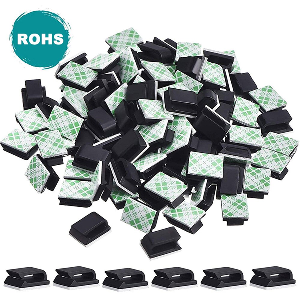100PCS Hanger Flat Car Wire Clips 3M Self Adhesive Cable Organizer Clip Dashcam Fixed Nylon Mount Wire Line Holder Cable Clips