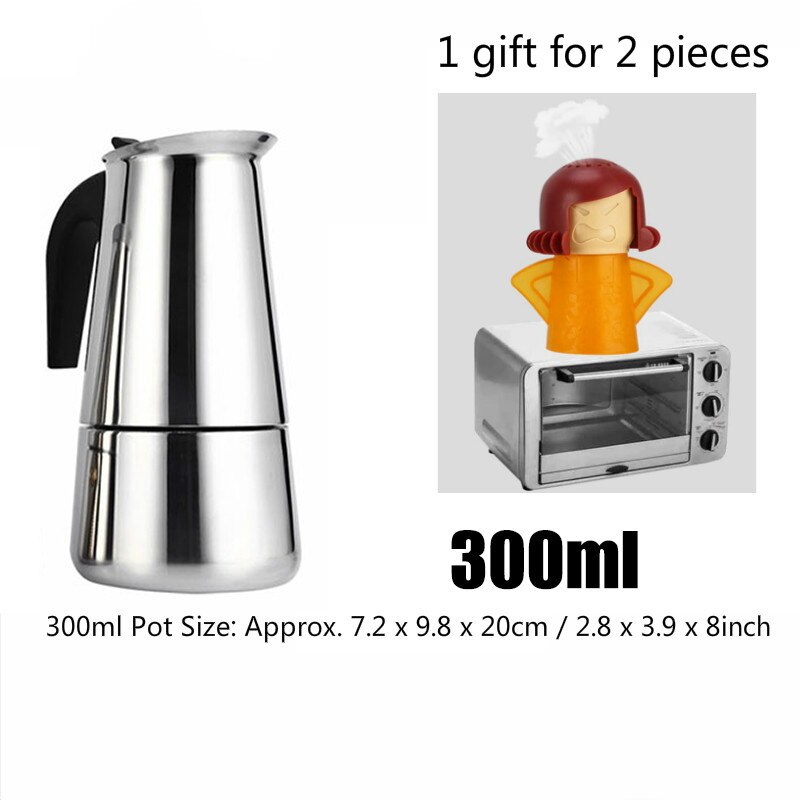 Bærbar espressomaskine i rustfrit stål moka-kande kaffebrygger-kedelkande til pro barista 100ml/200ml/300ml/450ml: 300ml
