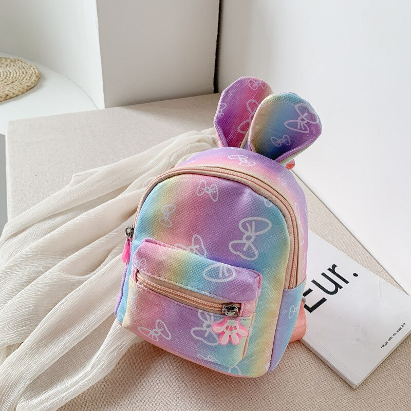 kids Girls backpack peach heart female bag female cartoon cute children rabbit Korean backpack student schoolbag: Rabbit pink hudie