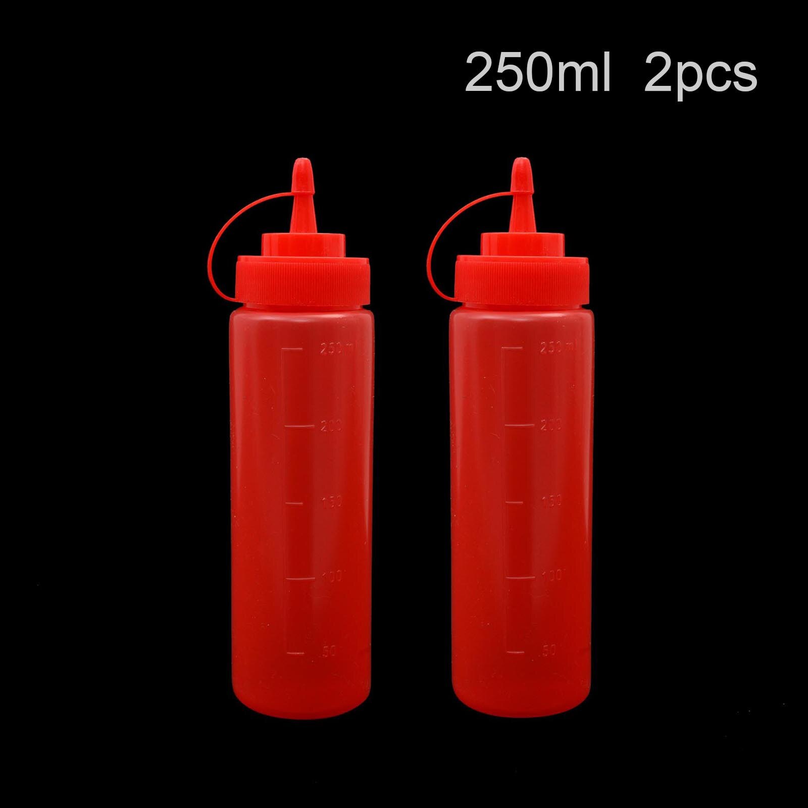 CellDeal 2Pcs Squeeze Flasche Salat Dressing Flasche Würze Spender Sauce Essig Öl Ketchup Menage Bin Tomaten Sauce Flasche: Red 250ml 2pcs