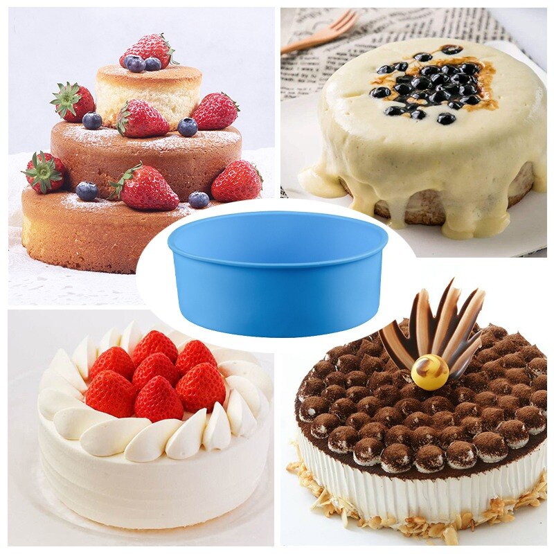 6/8/9 inch Ronde Vorm Mallen Siliconen Bakvorm Cake Mousse Ijsjes Chocolade Gebak Art Pan bakvormen Cake Tools Q1