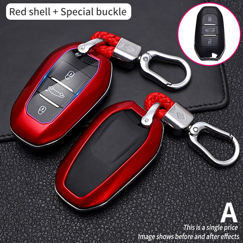 Coquille Porte-Couvercle Voiture Boîtier Porte-Clé 5008 DS5 DS6 pour Peugeot 208 DS3 Pour Citroen C4 C5 X7 C4L C6 C3-XR 3008 4008 ACCESSOIRES: Rouge