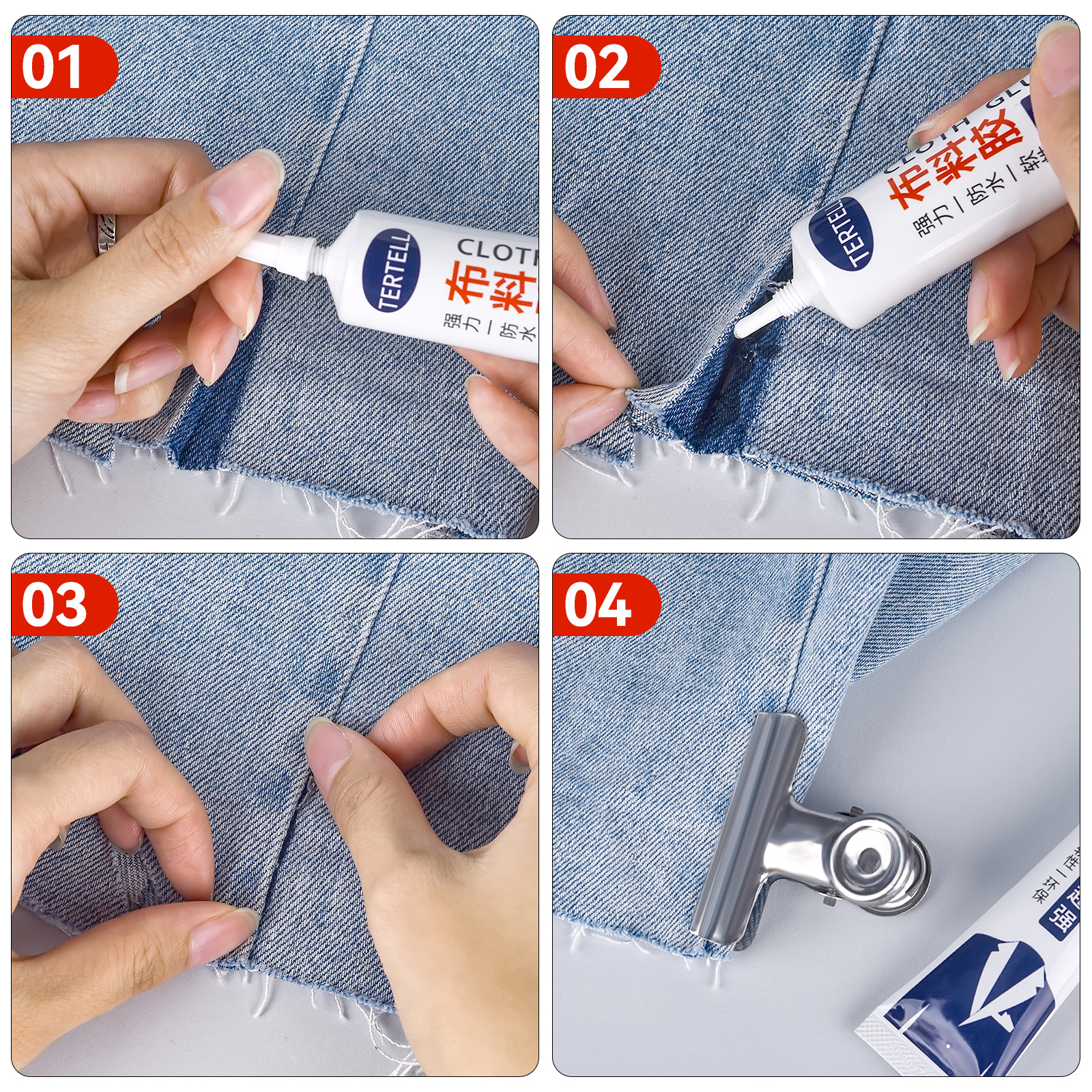 30g Fabric Sewing Glue Jeans Clothes Patching Glue Liquid Instant Transparent Fabric Clothing Repair Sew Glue Sealers Glue