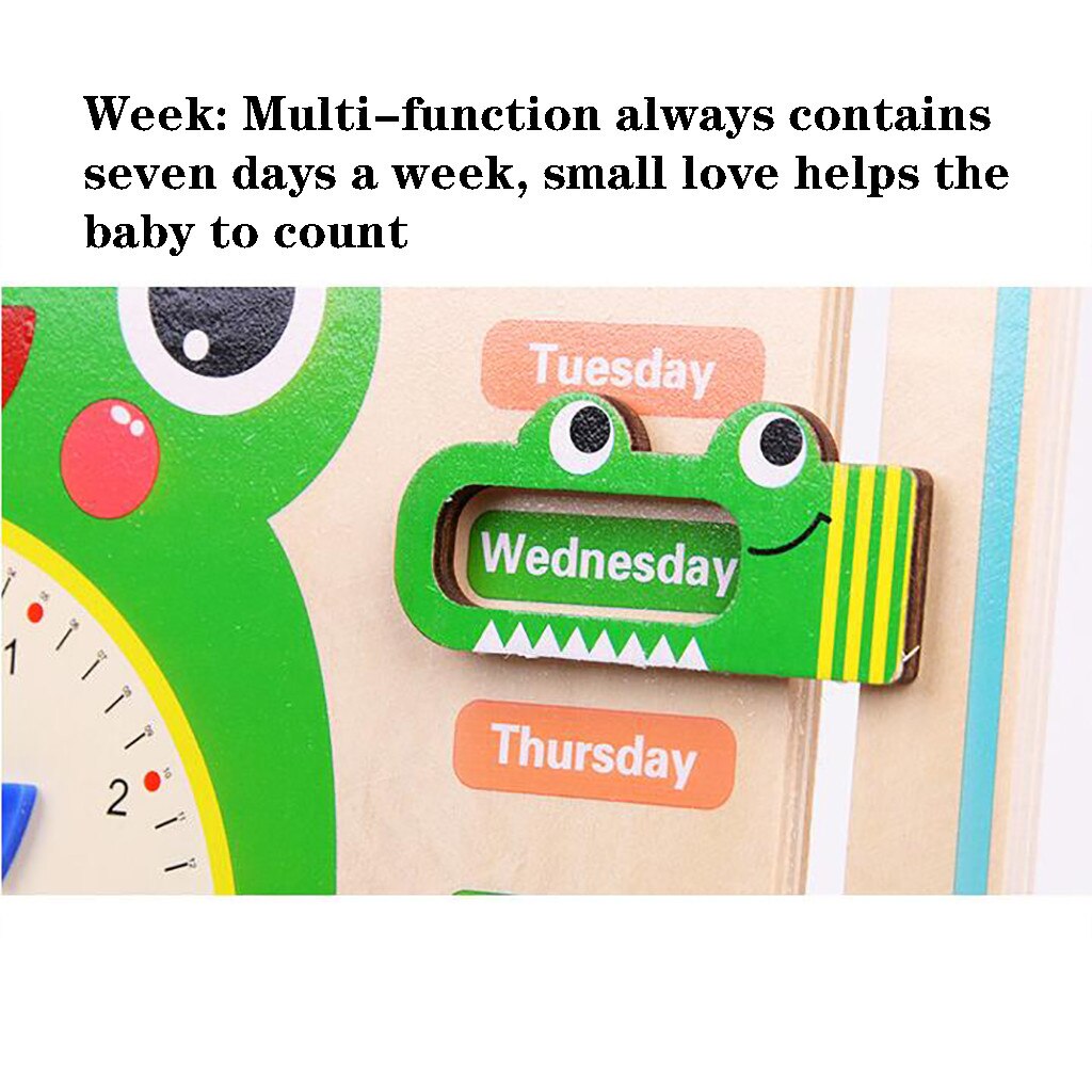 Houten Cartoon Kalender Klok Set Kinderen Hout Kalender Tijd Cognitieve Matching Speelgoed Kids Early Learning Onderwijs Speelgoed L4