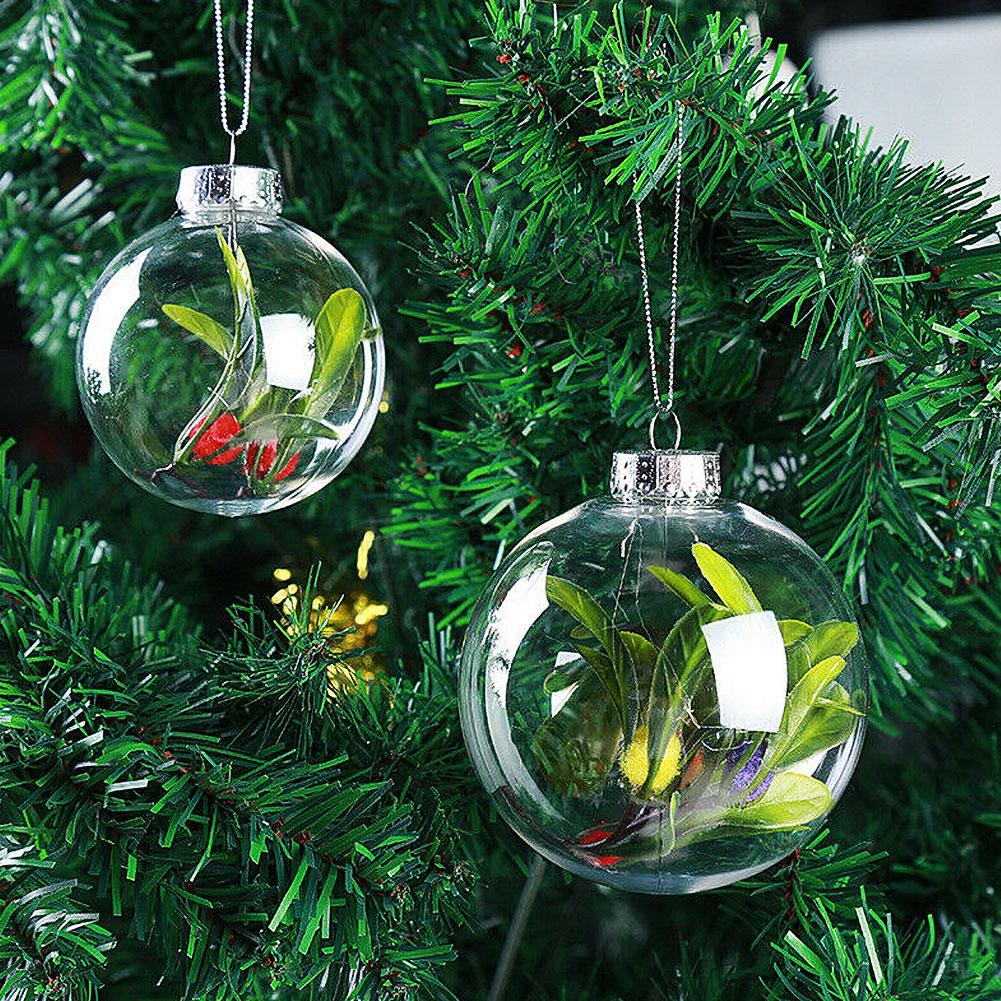 1Pc Christmas Tree Ornaments Transparent Plastic Baubles Balls Hanging Pendant Christmas Decorations navidad