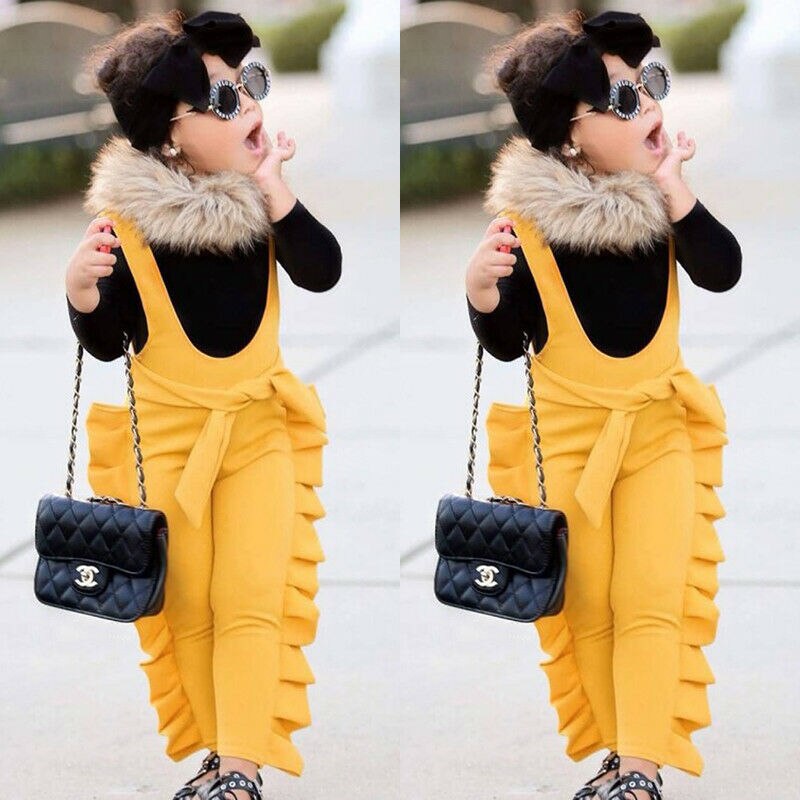 Crianças Meninas Do Bebê Calças Jardineiras Primavera Outono Algodão Cor Sólida Bowknot Suspender Calças Macacão Macacão Sunsuit 1-6Y Venda Quente
