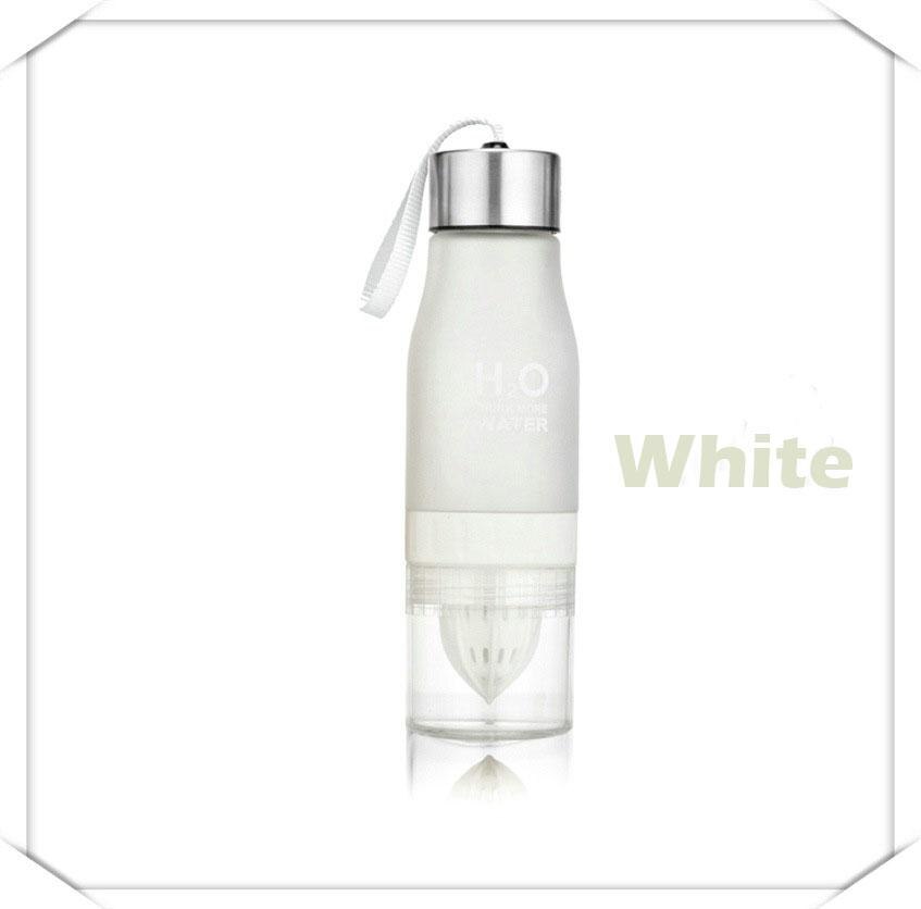 650 Ml Water Fles Plastic Fruit Infusie Fles Zetgroep Drinken Outdoor Sport Sap Citroen Draagbare Waterkoker Reizen Draagbare: WHITE