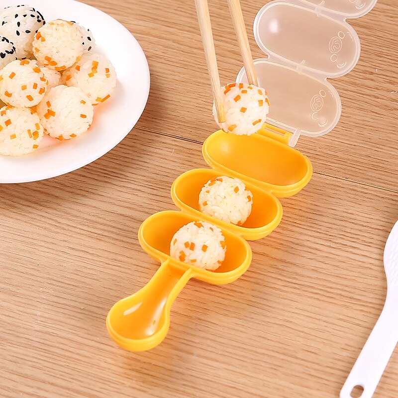 Molds for children food onigiri mold 3 small balls shake sushi mold With rice spoon rice mold kitchen tool sushi tools