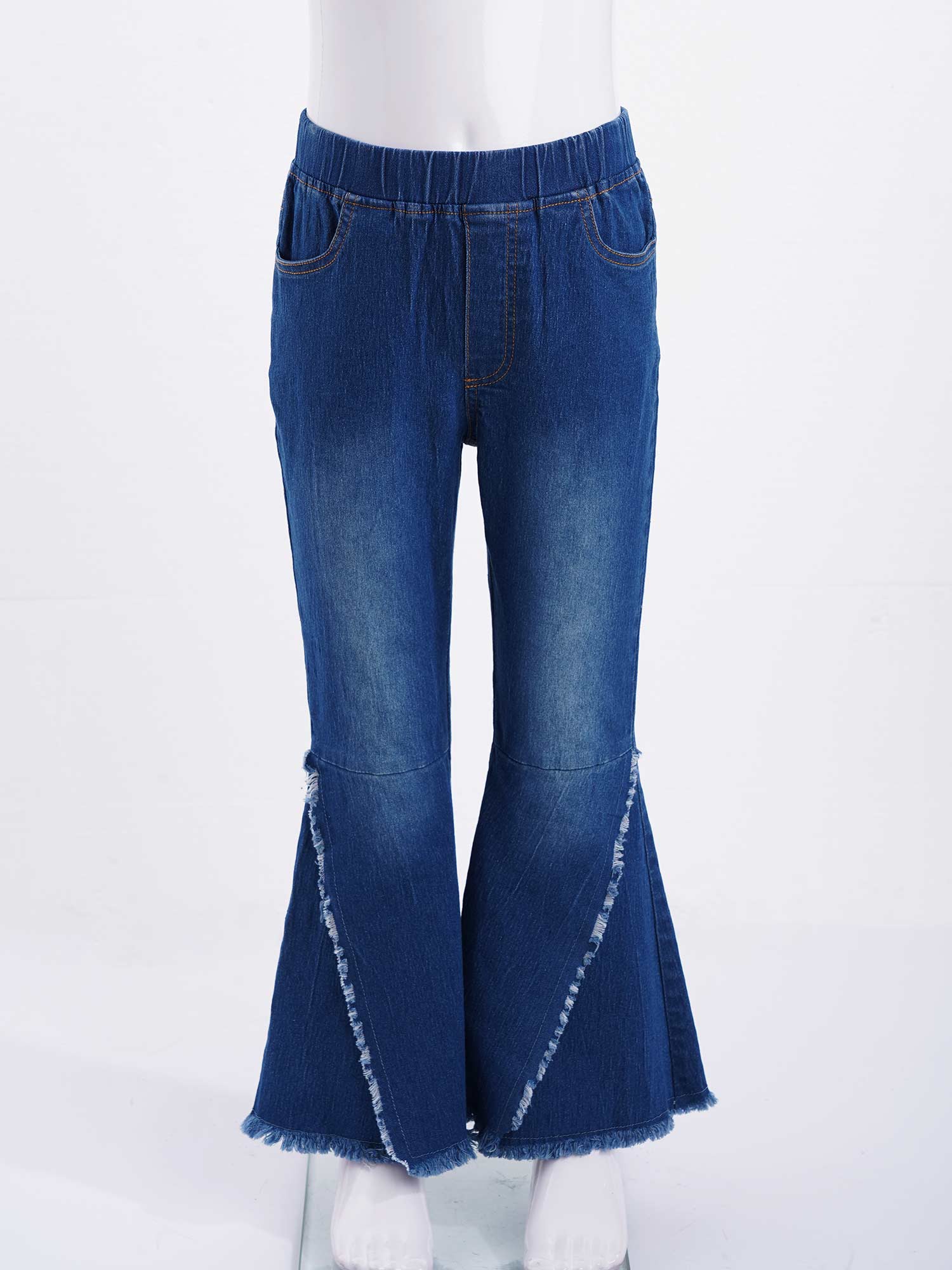 Flare Jeans Voor Kinderen Meisjes Mode Kriskras Ripped Bell-Bottom Zoom Denim Broek Tiener Casual Lange Broek Koreaanse Stijl broek