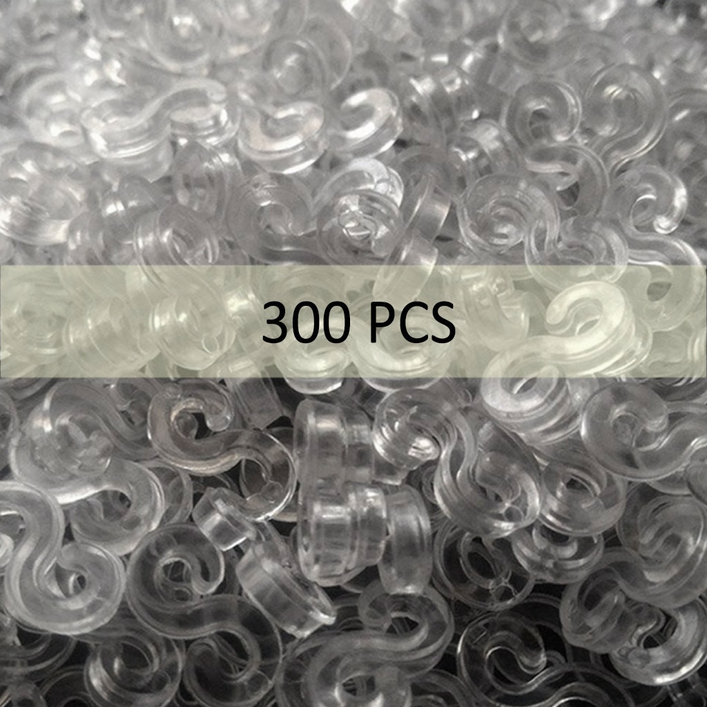 300 Pcs Transparante Plastic S Clips Effen Loom Elastiekjes Voor Diy Armband Kleurrijke Sluitingen Armband Maken Sieraden # R15