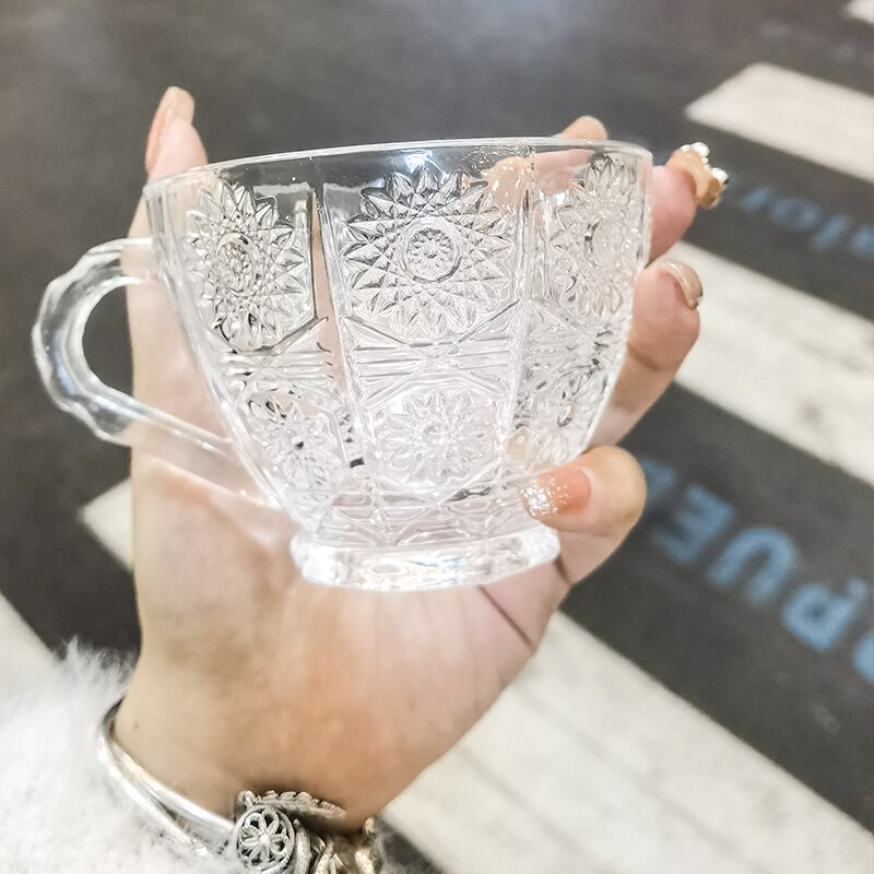 Filiżanka Espresso oryginalne szkło śniadaniowe piękna szklana filiżanka kawy wielokrotnego użytku popołudniowa herbata Kahve Fincan Takimlari zestaw filiżanek robić herbaty