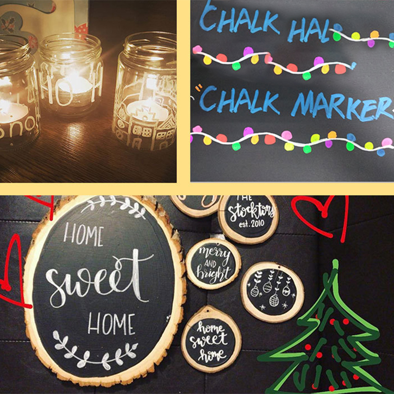 8 Pack Marker 6mm Reversible Fluorescent Markers Highlighters for LED Menu Board Bistro Board AD Drawing Marker Pens H-best