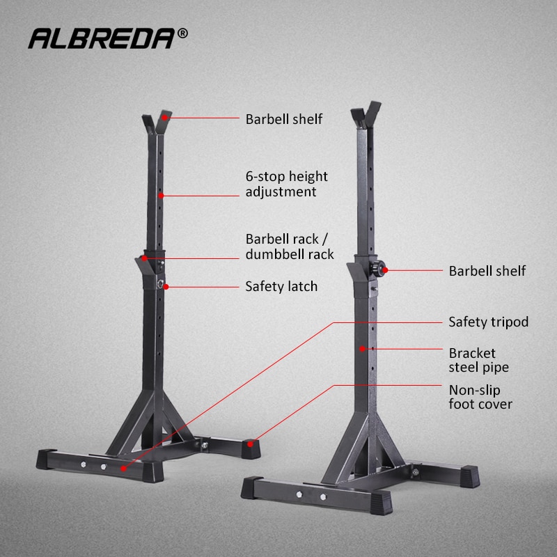 ALBREDA High Adjustable squat stand Barbell rack barbell squat body frame weight lifting barbell Rack fitness equipments