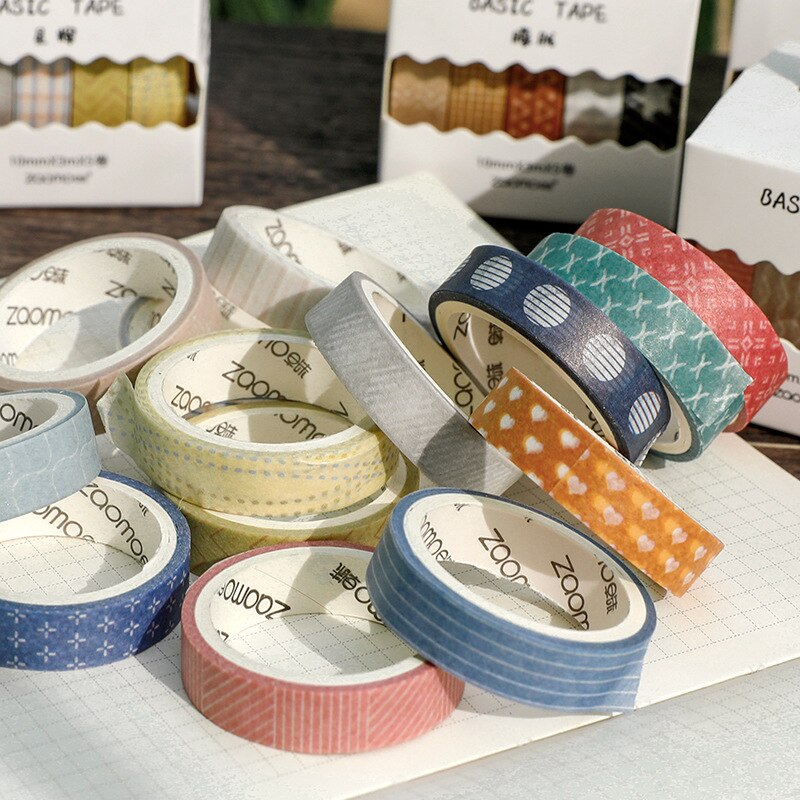 5 rolls/set Grid Dot Washi Tape Label Masking Tape Kawaii Decorative Adhesive Tape For Stickers Scrapbooking Japanese Tape