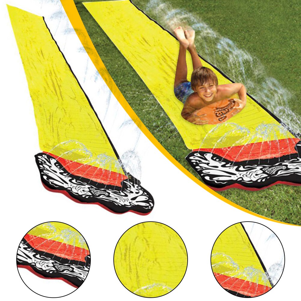 4.8M Kinderen Dubbele Surf Glijbaan Outdoor Tuin Racing Gazon Water Slide Spray Zomer Water Games Speelgoed Rodelen Aquatiqu