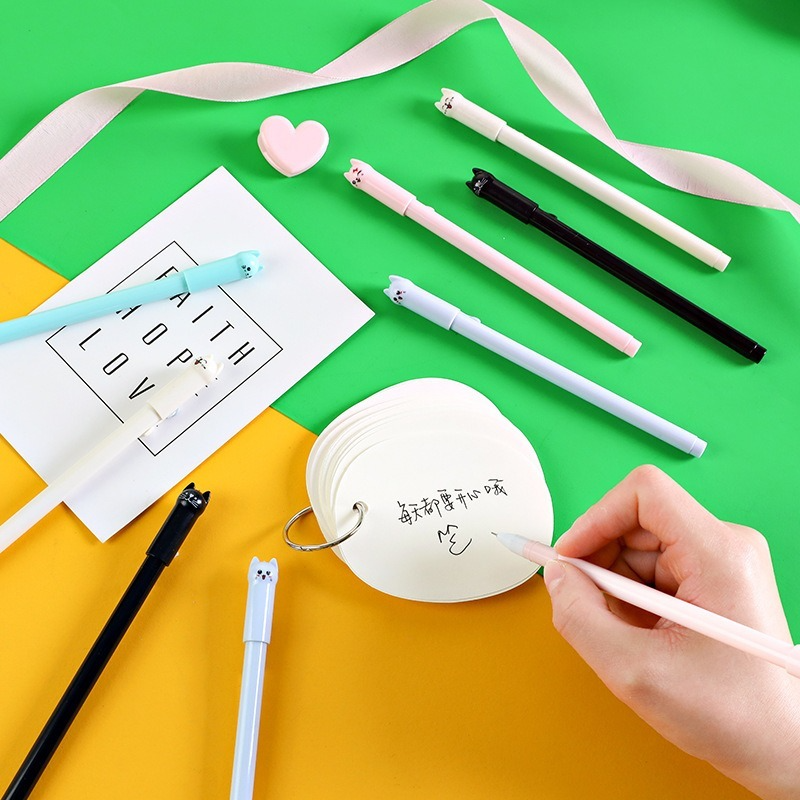 0.5mm Stationery Cute Cartoon Tail Cat Gel Pen For School Office Suppilies With Full Needle Black Pen