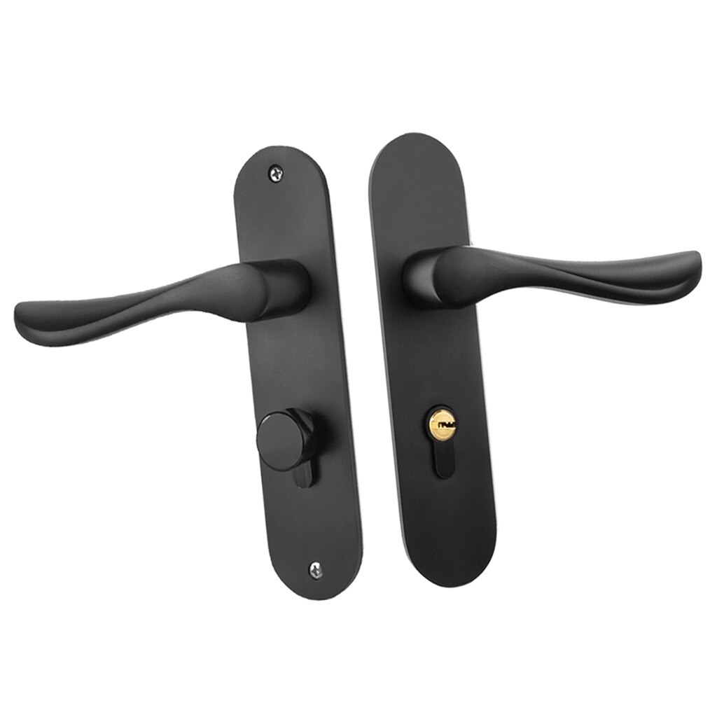 Door Handle Lock Front Back Lever Lock Bathroom Bedroom Door Handles #1: D