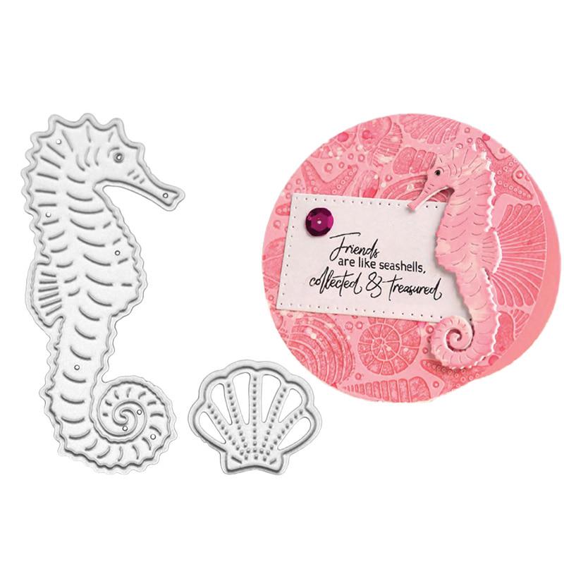 Seahorse Shell Metal Cutting Dies Scrapbooking DIY Album Embossing Folder Paper Cards Maker Template