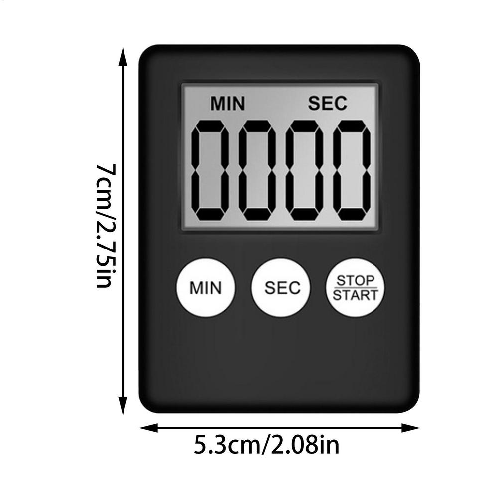Temporizador de cocina con pantalla Digital LCD súper fino, reloj cuadrado con alarma de cuenta atrás para cocina, cronómetro para dormir, temporizador,: Negro