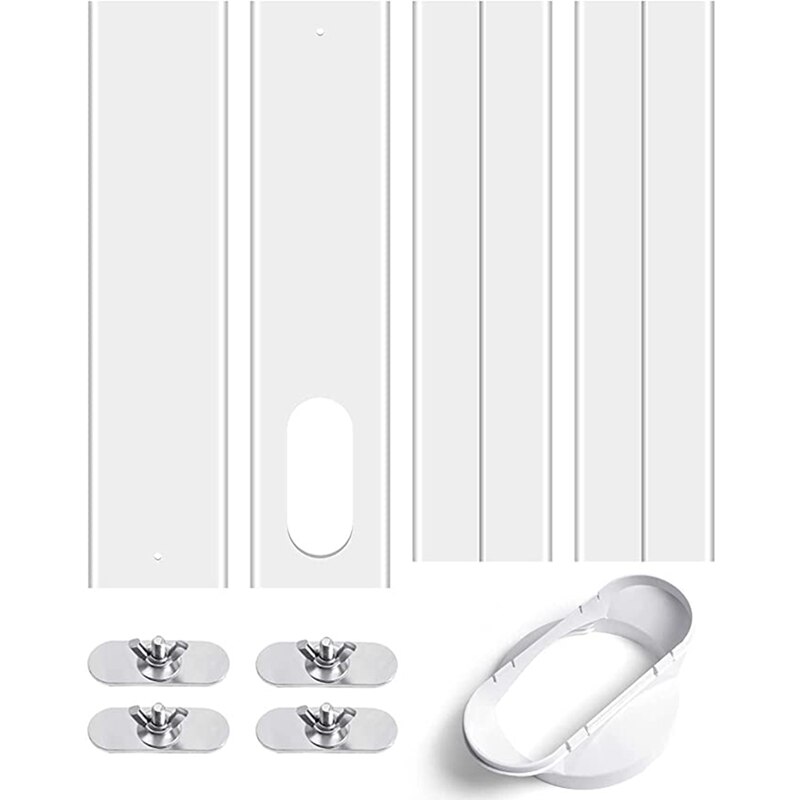 Air Conditioner Window Kit With Coupler Adjustable Window Seal For AC Unit,Sliding AC Vent Kit For Exhaust Hose: Light Grey