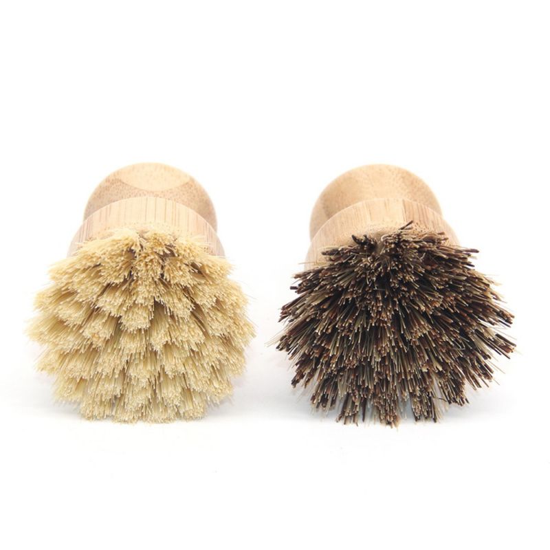Sisal Bambus Palme Küche Pfanne Topf Reinigung Pinsel Kurze Runde Holz Griff Haushalt Schüssel Schüssel Waschen Werkzeuge