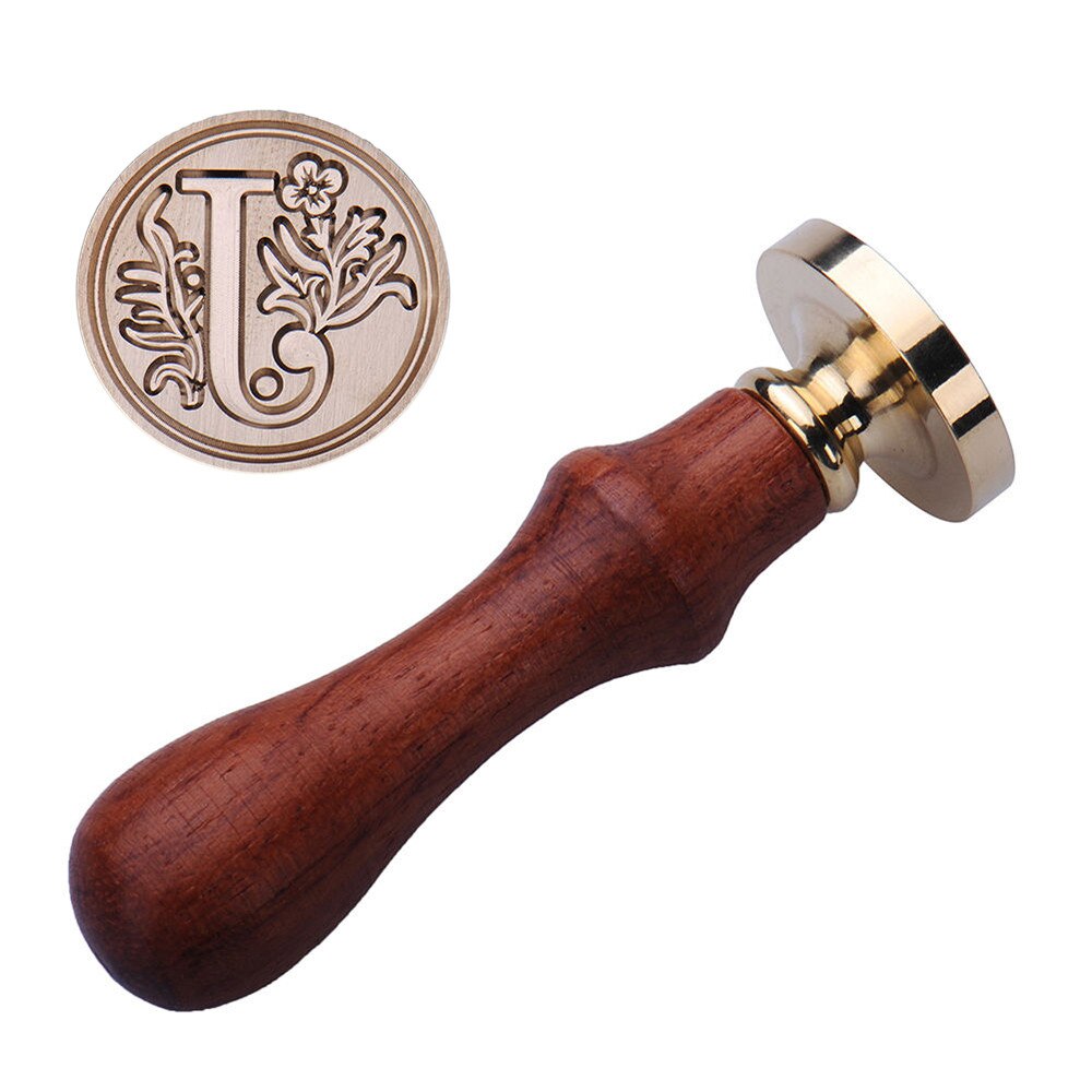 Retro timbro di legno classico 24 lettera A-Z alfabeto iniziale sigillo di cera sigillo timbro antico sigillo Post decorativo antico timbro regali: J