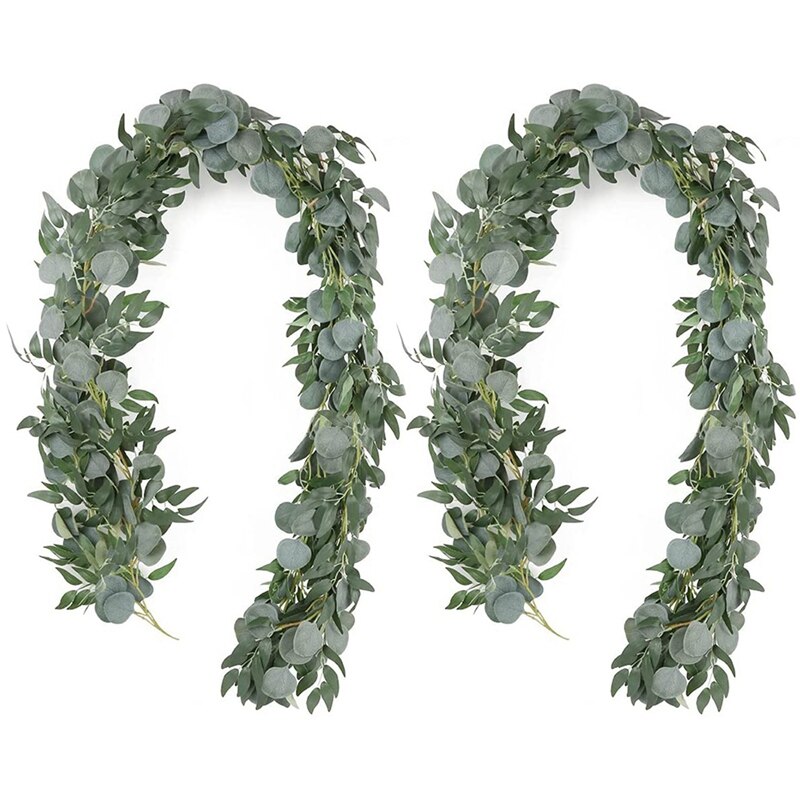 Kunstmatige eucalyptus slinger met wilgenbladeren nep opknoping groen wijnstokken 180cm tafelloper slinger voor bruiloft muur decor