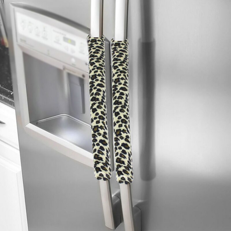 Køleskabshåndtag dæksel 2 stk køleskabsdekoration køkkendør køleskab ovndæksel apparathåndtag: Leopard