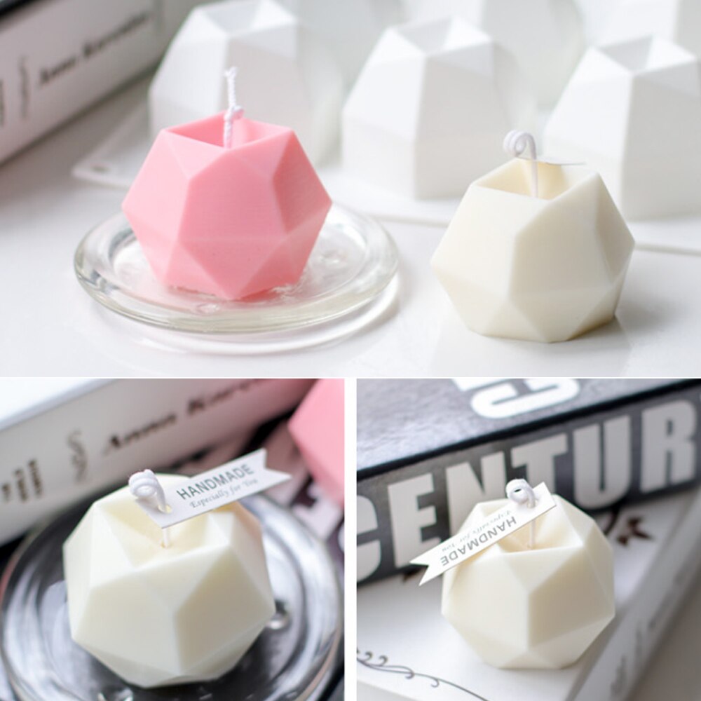 Huit faces multilatérales diamant visage Cube bougie à bricoler soi-même moule à la main aromathérapie bougie Silicone moule