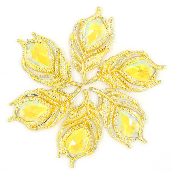 10Pcs Strass Veren Flat Back Rhinestone Voor Kleding Pauw AB Kristallen Leaf Resin Strass Voor Trouwjurken DIY Ambachten