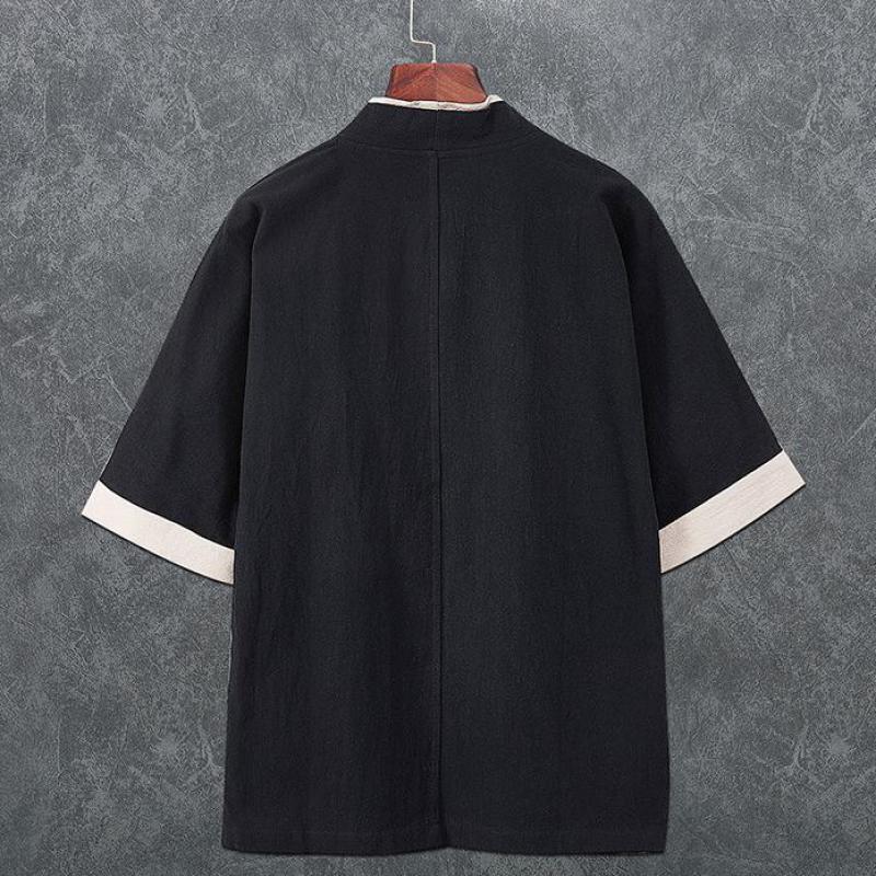 Cárdigan Kimono de lino de estilo chino para hombre, ropa tradicional Yukata japonesa Samurai, ropa informal de playa, ropa asiática delgada, 3XL, 4XL, 5XL