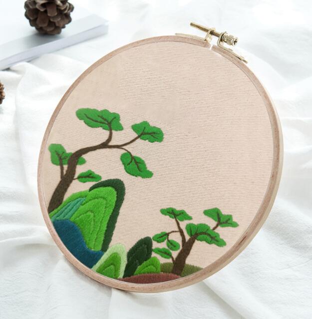 Kit de démarreur de broderie en bambou, avec motif de fleurs, de grue végétale, cerceau de broderie, fils de couleur, point de croix, bricolage: 1