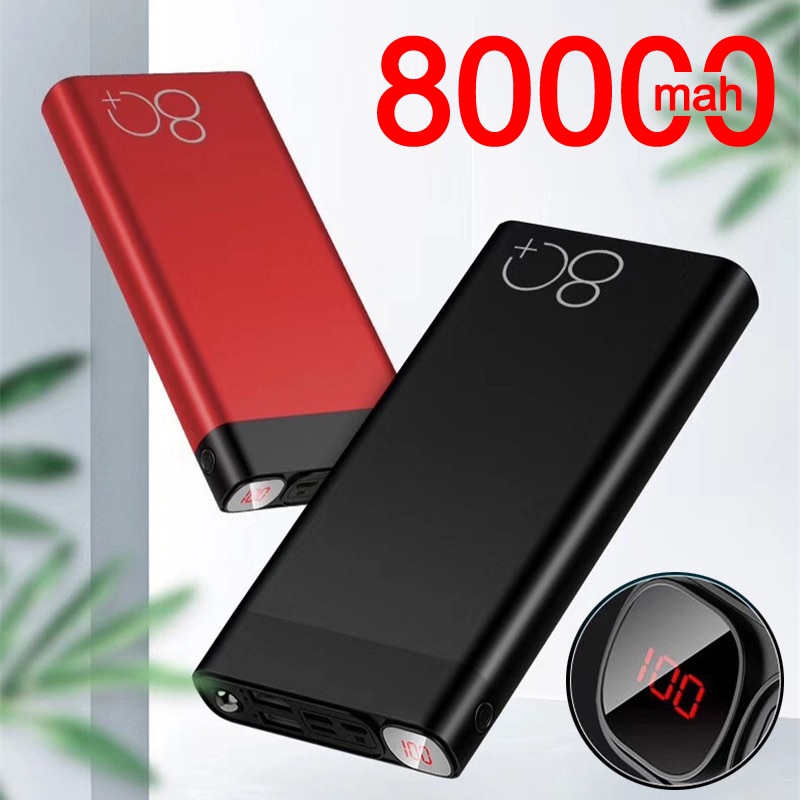 80000mAh Power Bank Large Capacity Portable Phone Charger Digital Display LED Outdoor Travel for Xiaomi Samsung IPhone PowerBank
