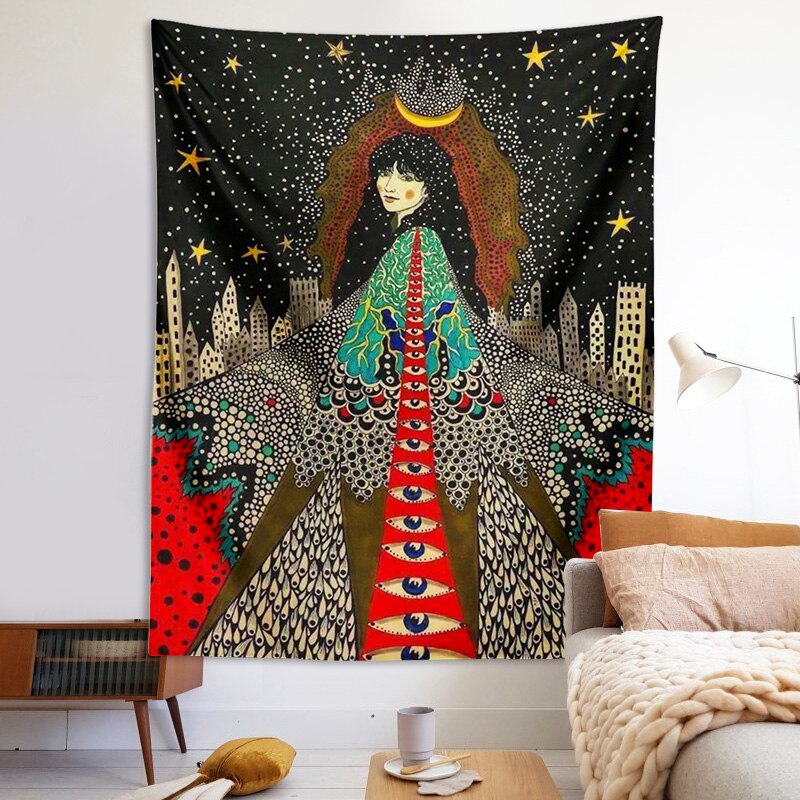 Tapisserie murale psychédélique pour filles, tapis floral céleste, tapis hippicopter Eye, décor de dortoir, tapis ciel étoilé: Breen