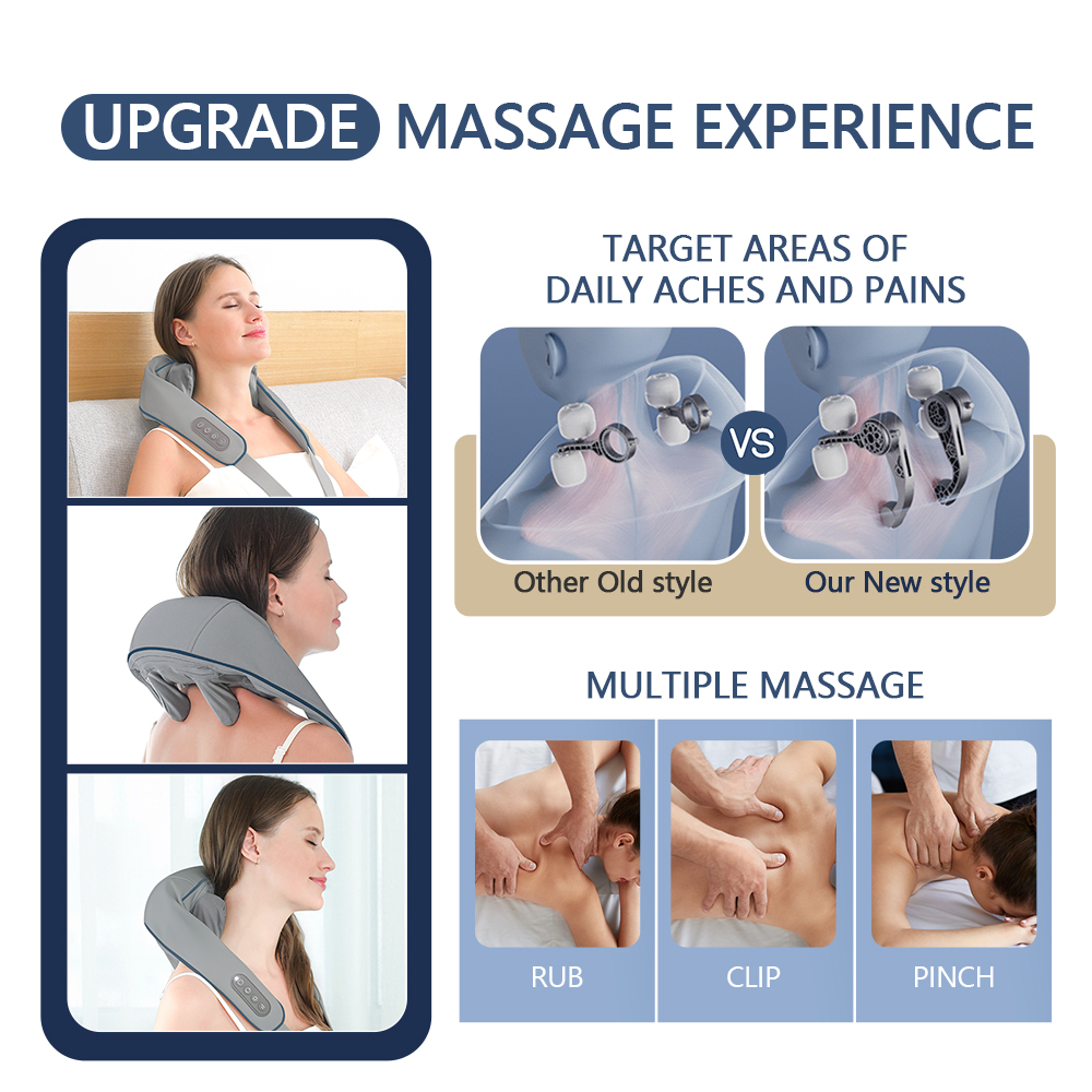 Foreverlily-Châle de massage cervical sans fil, masseur de cou initié, pétrissage du dos, assemblage Ezius, 26W