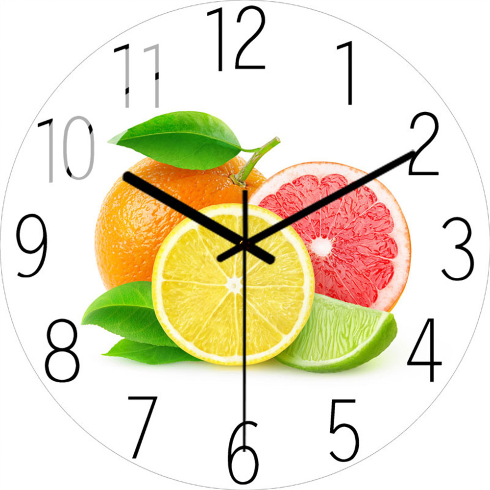 Quiet Round Fruit Wall Clock Kitchen Home Decor Water droplets Modern 3D Clocks for Living Room Decoration Accessories: 3 30cm