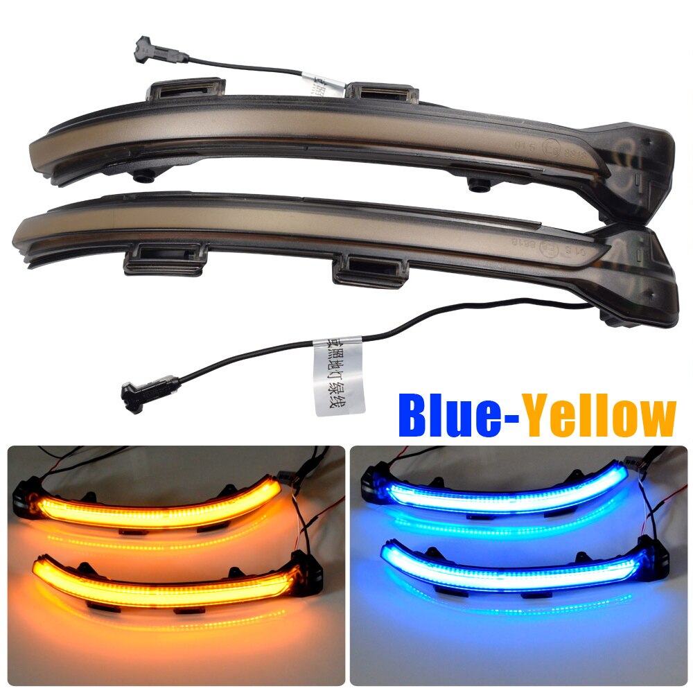 Für Volkswagen Golf MK7 7 GTI R GTD für VW Seite FlüGel LED Dynamische Blinker Blinker Anfang Atem Licht: Blau-Gelb