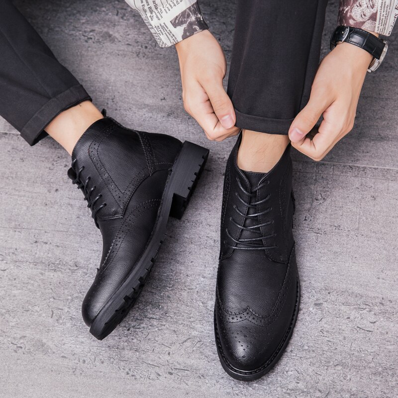 Chaussures en cuir pour hommes, mocassins brogue à lacets, mocassins souples de , à bout pointu, tendance, chaussures oxford décontractées