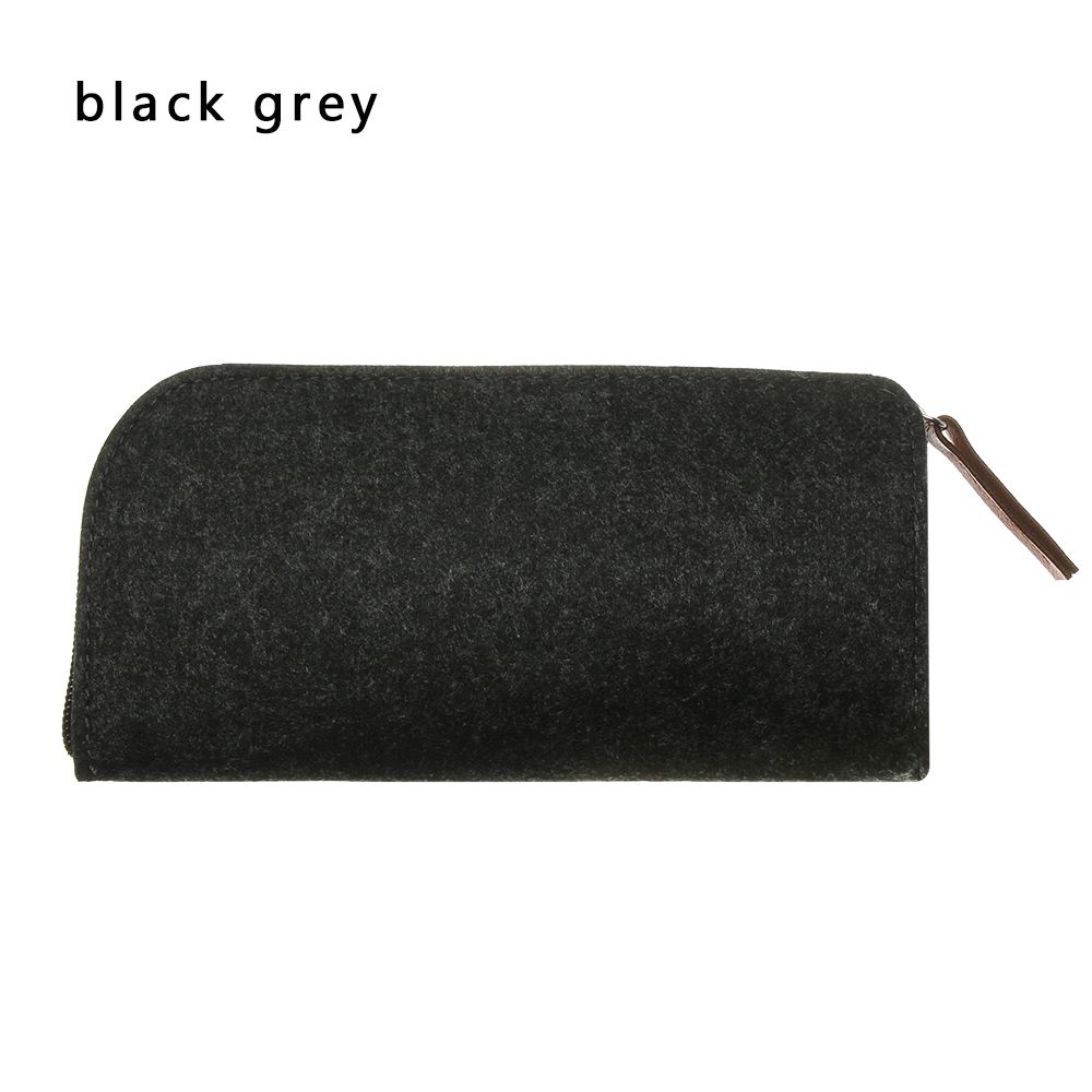 Funda de fieltro de lana con cremallera para gafas, estuche portátil para gafas de sol, caja protectora suave, barato,: Negro