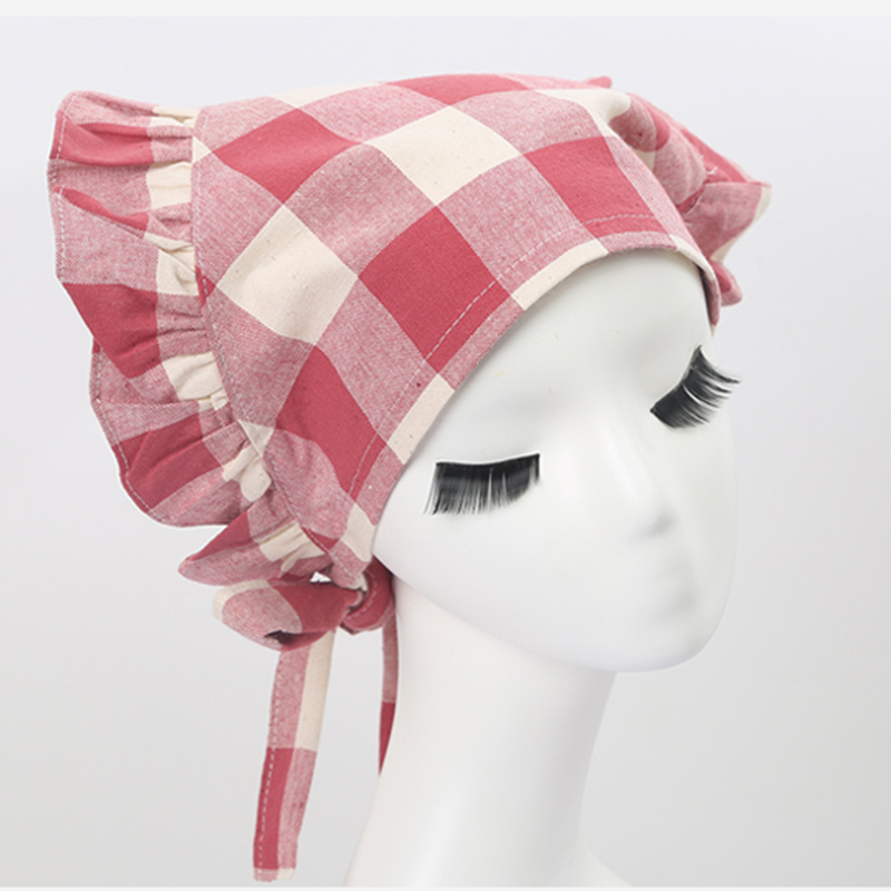 Gorros de cocina para Catering, cafetería, panadería, para cocinar trabajando en restaurante, gorro de Chef, camarera de Hotel, pastelería, gorra de cuadros ajustable