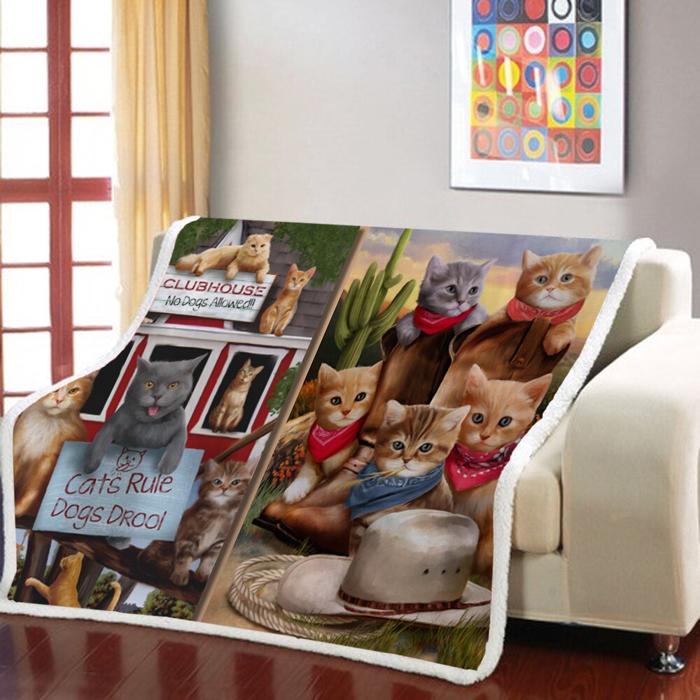 Zwierzęta kot rzut narzuta na łóżko Sofa zwierząt pluszowe Sherpa koc Pet narzuty tkanina Sherpa, polar drukuj cienka kołdra Dropshipping: MULTI / 150x200cm