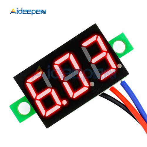 0.36 tommer  dc 0-30v mini digital voltmeter spændingstester meter led skærm elektroniske dele tilbehør rød / grøn / blå skærm: Rød