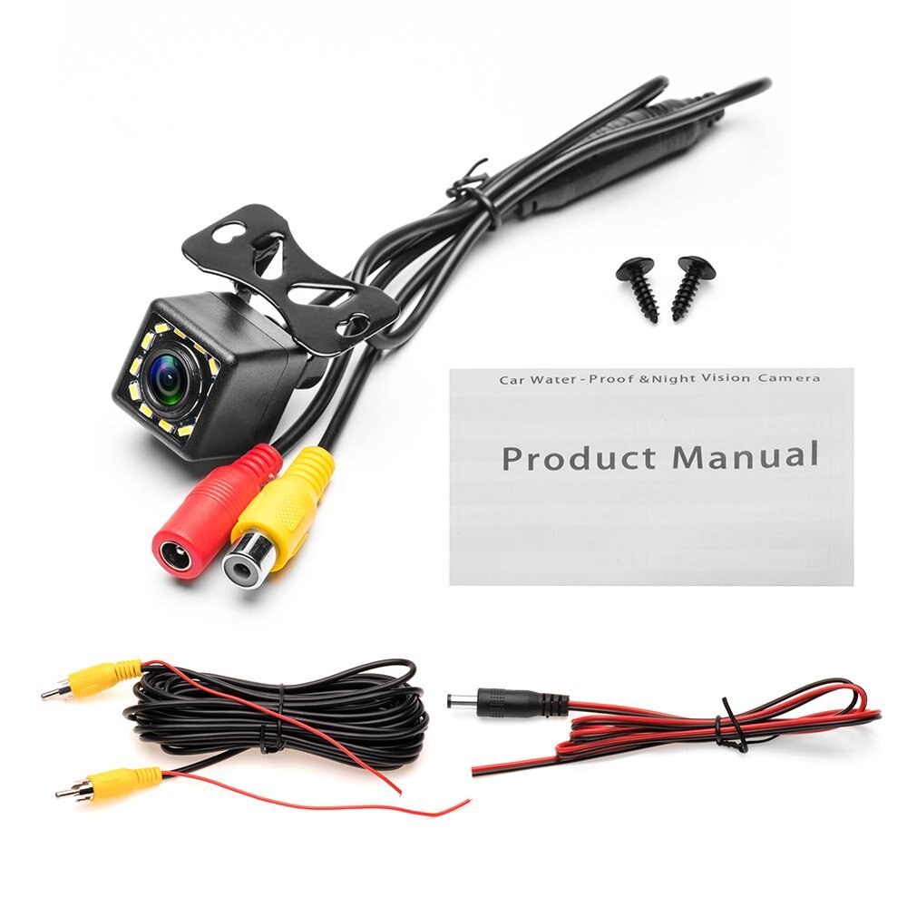 Podofo – caméra de recul CCD HD pour voiture, moniteur arrière, aide au stationnement, caméra universelle, vue avant et arrière, étanche: 12 LED Camera PAL