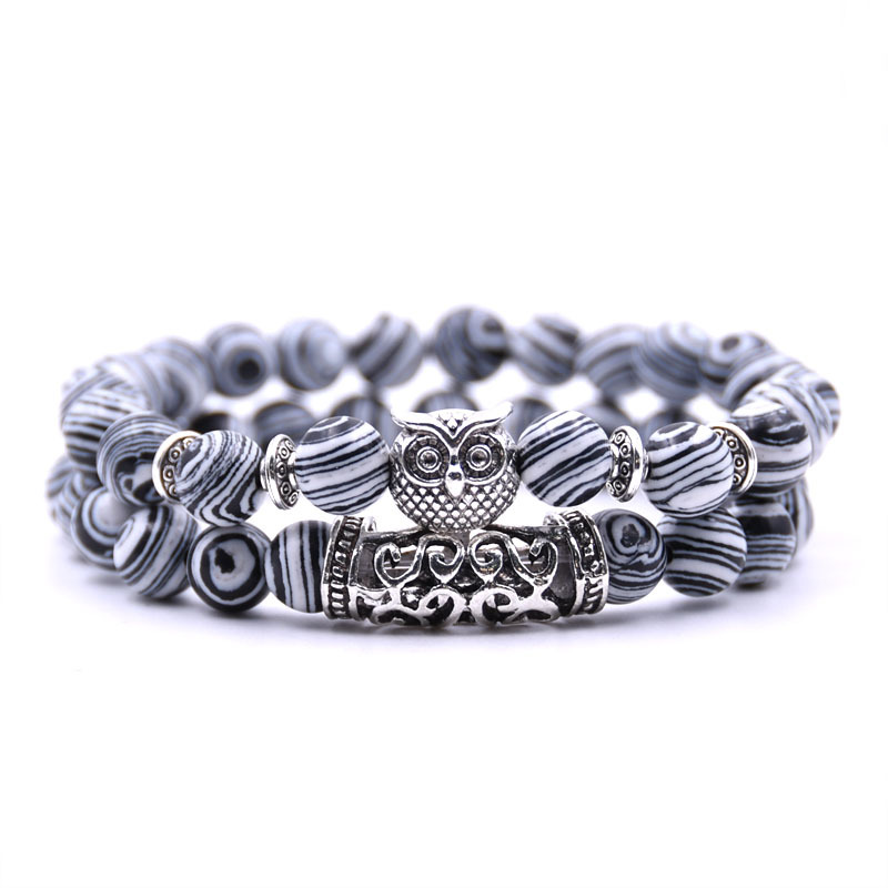 2 Stks/set Mode Paar Tijgeroog Steen Armbanden Armbanden Klassieke Zwart Wit Natuurlijke Lava Stenen Charm Bead Armband Vrouwen Mannen: 8