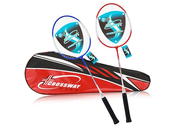 One Pair Outdoor Sport Badminton Racket Family School Use Iron Alloy Frame Battledore Students / Seniors Light badminton racket: red and blue