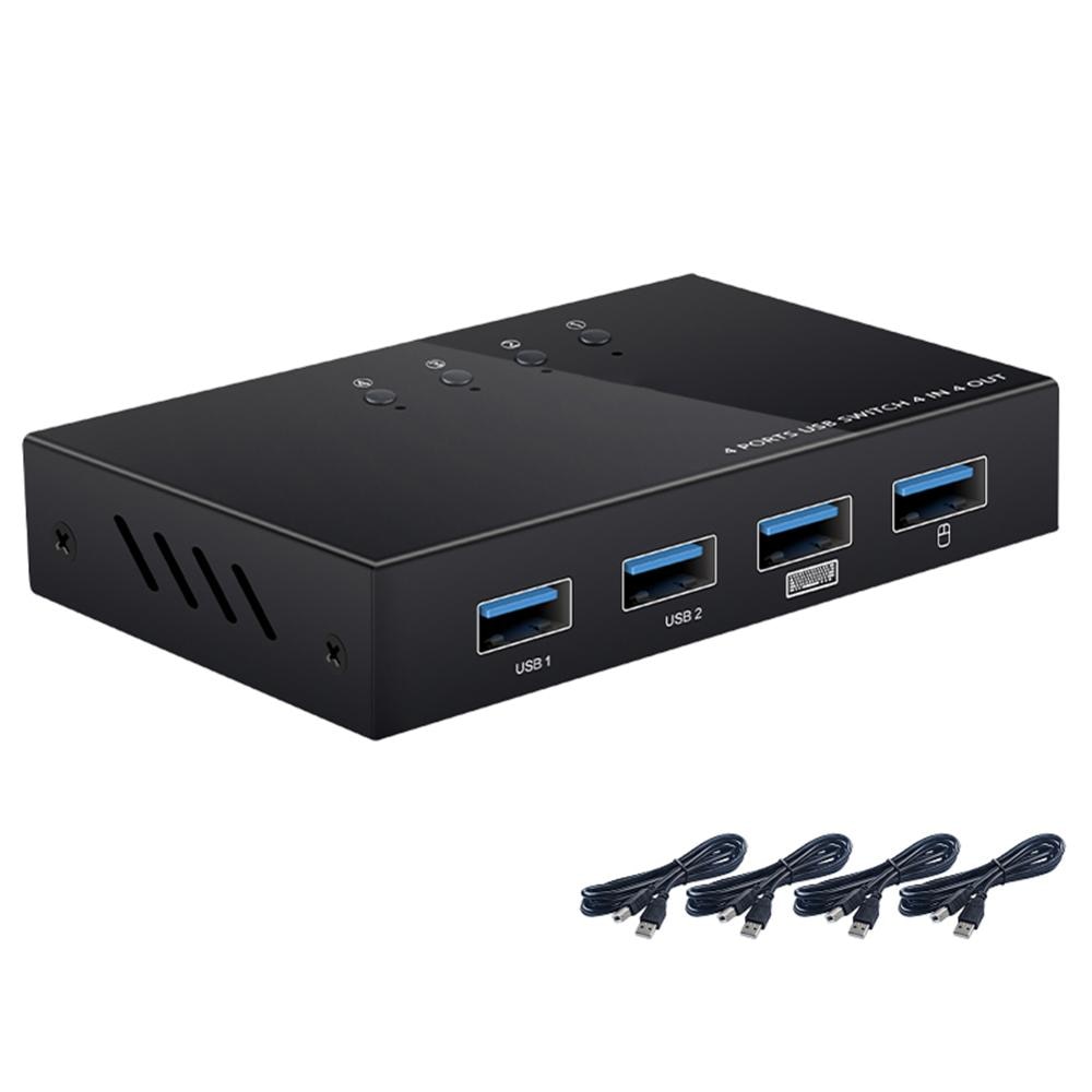 USB Switch Box 4 Port USB 2.0 Switcher PC Sharing Splitter for Keyboard Mouse Printer Monitor Compatible with USB devices