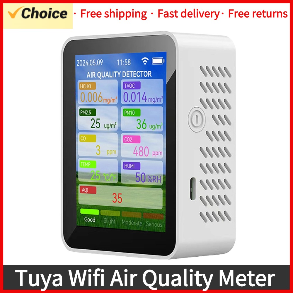 Tuya WiFi Air Meter Haushalt HCHO TVOC Kohlenmonoxid CO2 PM2,5 PM10 Tester Tragbare Temperatur Feuchtigkeit Detektor