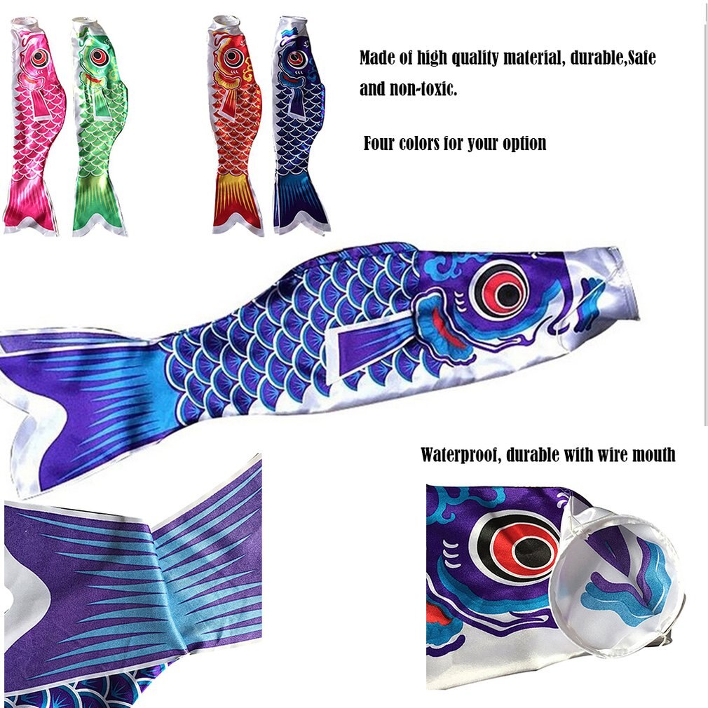 55cm Koi Nobori étanche japonais carpe vent chaussette Streamer suspendus coloré poisson drapeau décor cerf-volant Koinobori pour les enfants